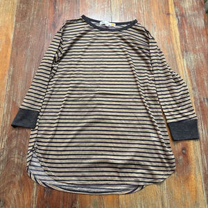 C&C California Women's Striped Top Long Sleeve L Purple Gray Tan